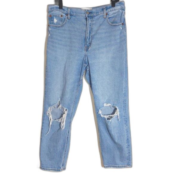 Abercrombie & Fitch Women's Distressed The Mom High Jeans Light Wash 31S EUC - Picture 7 of 16
